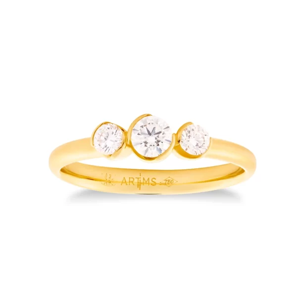 bague de fiançailles en or jaune 18K avec diamants VS