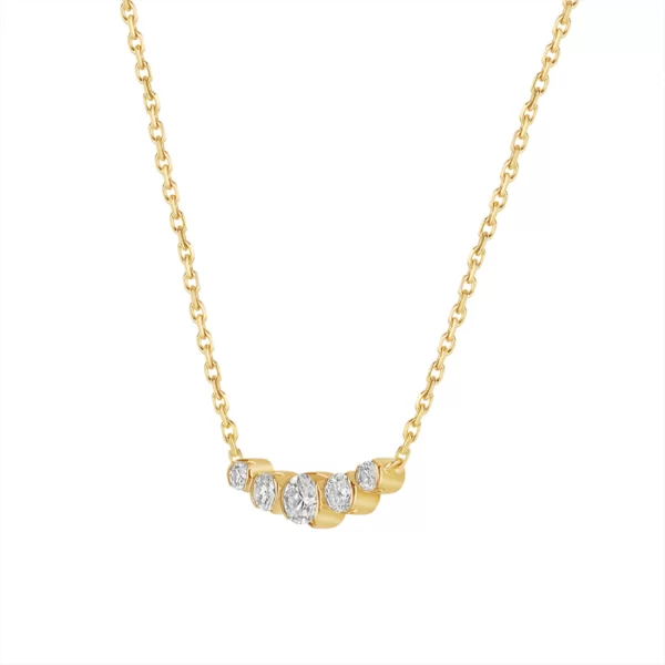 collier en or jaune 18K avec cinq diamants VS