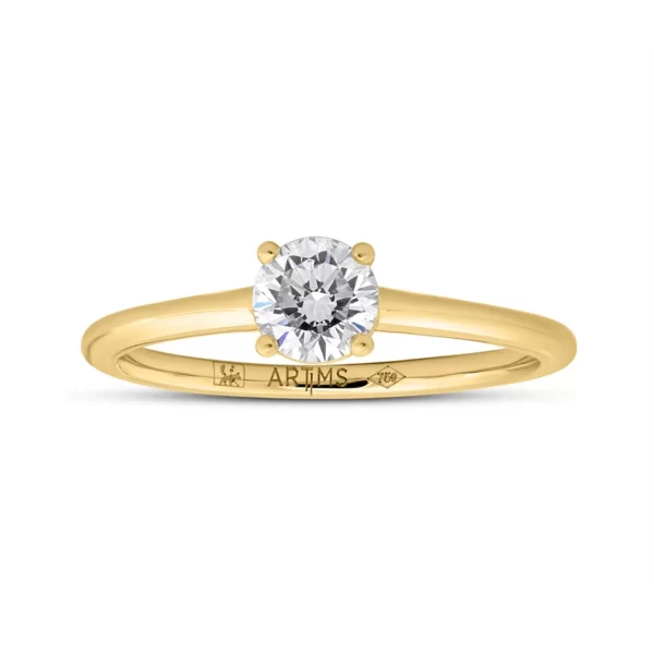 bague de fiançailles en or jaune 18K avec diamant certifié VS2 0.44 cts