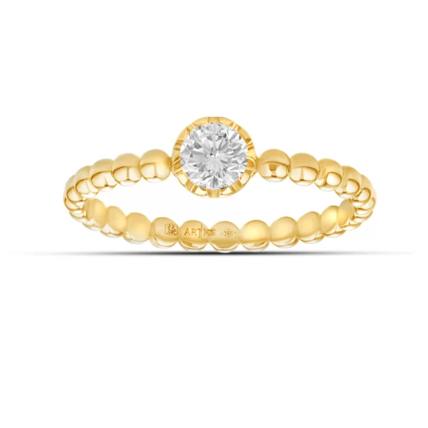 bague de fiançailles en or jaune 18K avec diamant 0,28 cts VVS