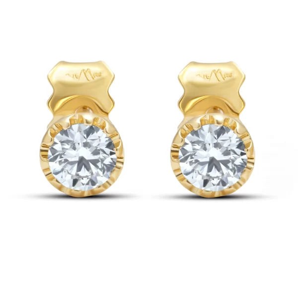 boucles d'oreilles en or jaune 18K avec un diamant rond VVS 0.48 cts