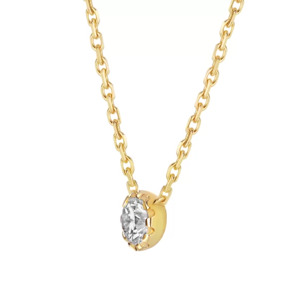 collier en or jaune 18K avec diamant rond VVS 0.28 cts