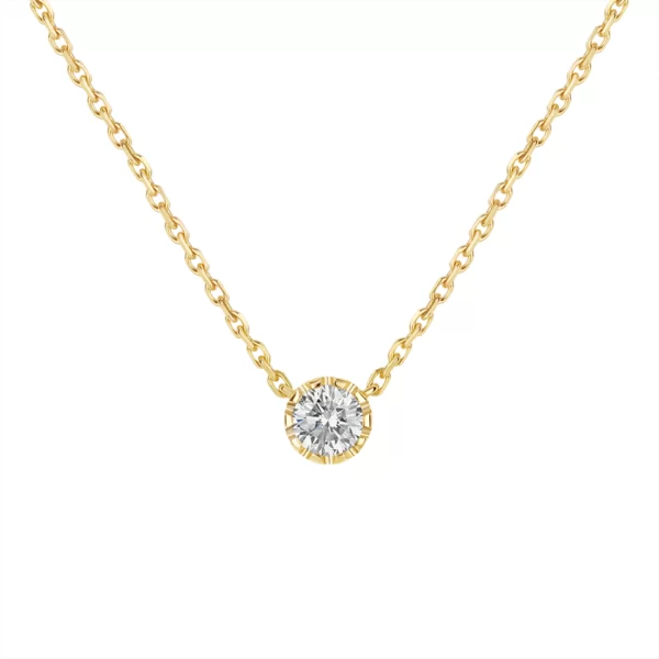 necklace yellow gold 18K with round diamond VVS 0.28 cts