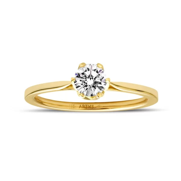 bague de fiançailles en or jaune 18K avec diamant certifié VS1 0.45 cts