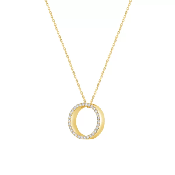 collier en or jaune 18K avec diamants VS 0.37 cts