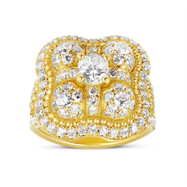 Ring in yellow gold 18K with 113 diamonds in different sizes VVS