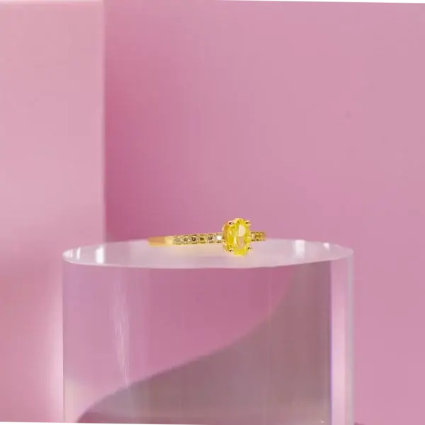 ring in yellow gold 18K with yellow treated diamonds