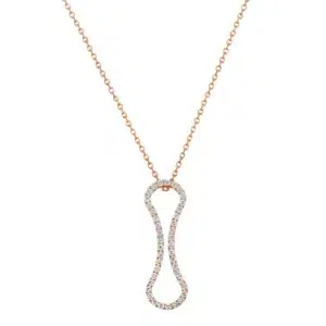 Dune necklace in 18K gold with 41 round diamonds set along a fluid, organic pendant on a fine chain.