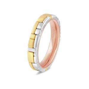 Harmonie tricolor wedding ring in yellow, white, and rose gold