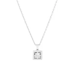 Lumière necklace in 18K white gold with a certified square diamond pendant on a fine chain