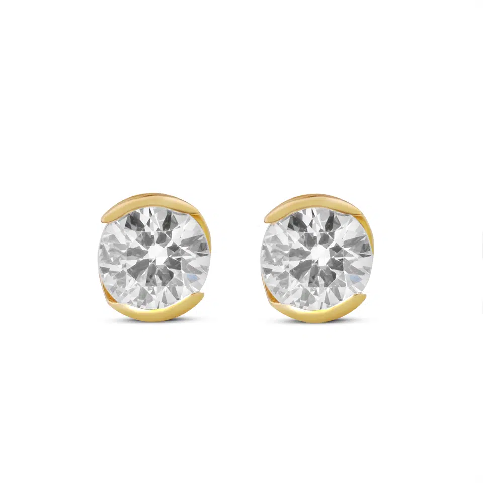 Pair of Prélude earrings in 18K white gold set with two round brilliant diamonds