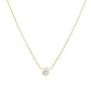 Prélude necklace in 18K white gold featuring a single round diamond on a fine chain