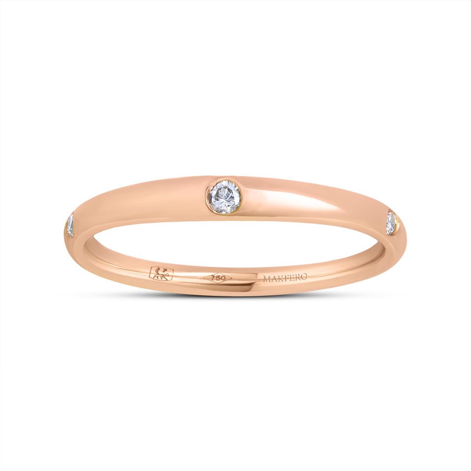 Tayra wedding ring in 18k rose gold, set with five 2 mm diamonds