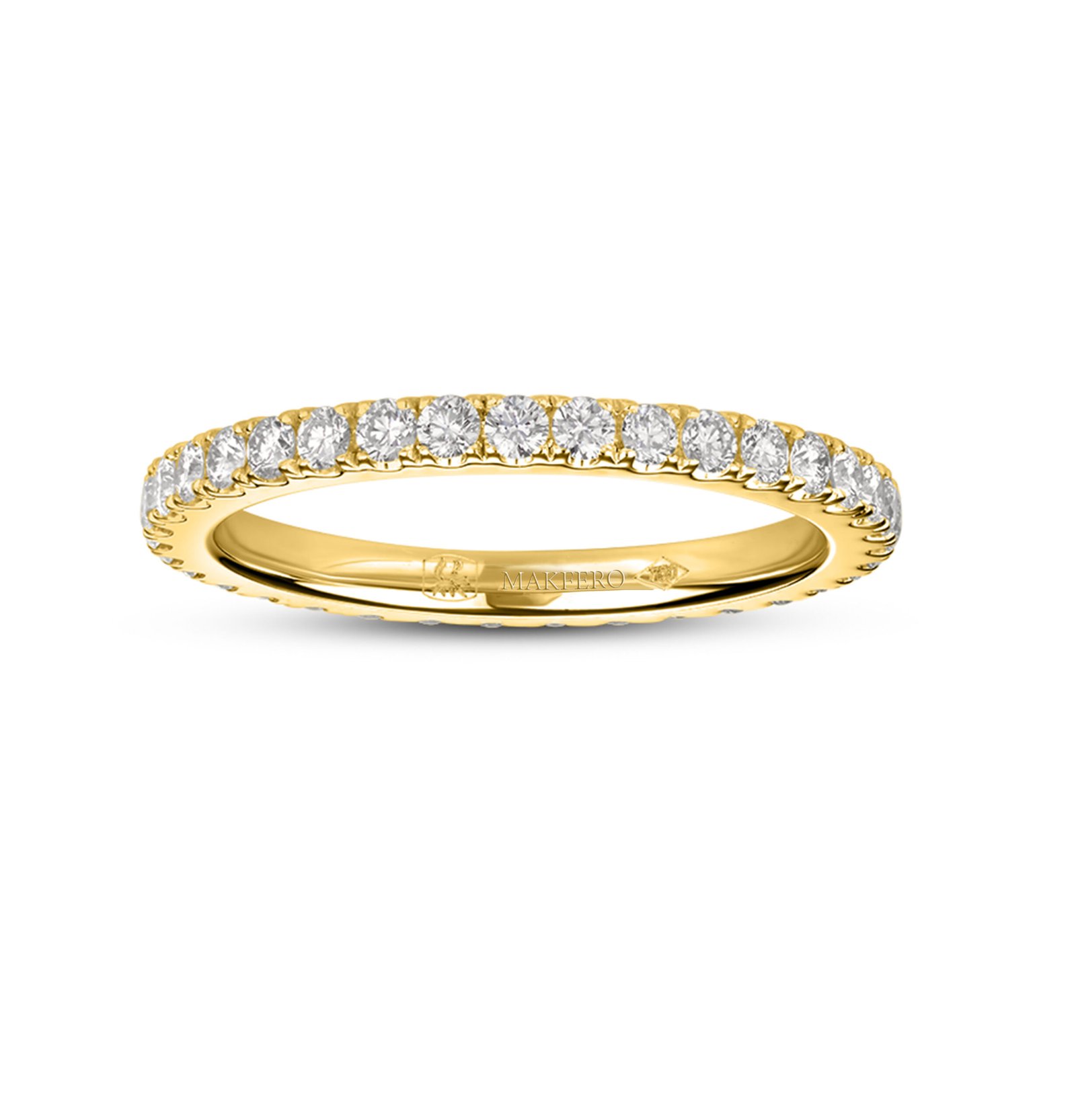 Tyana eternity wedding ring in gold set with 35 round pavé diamonds