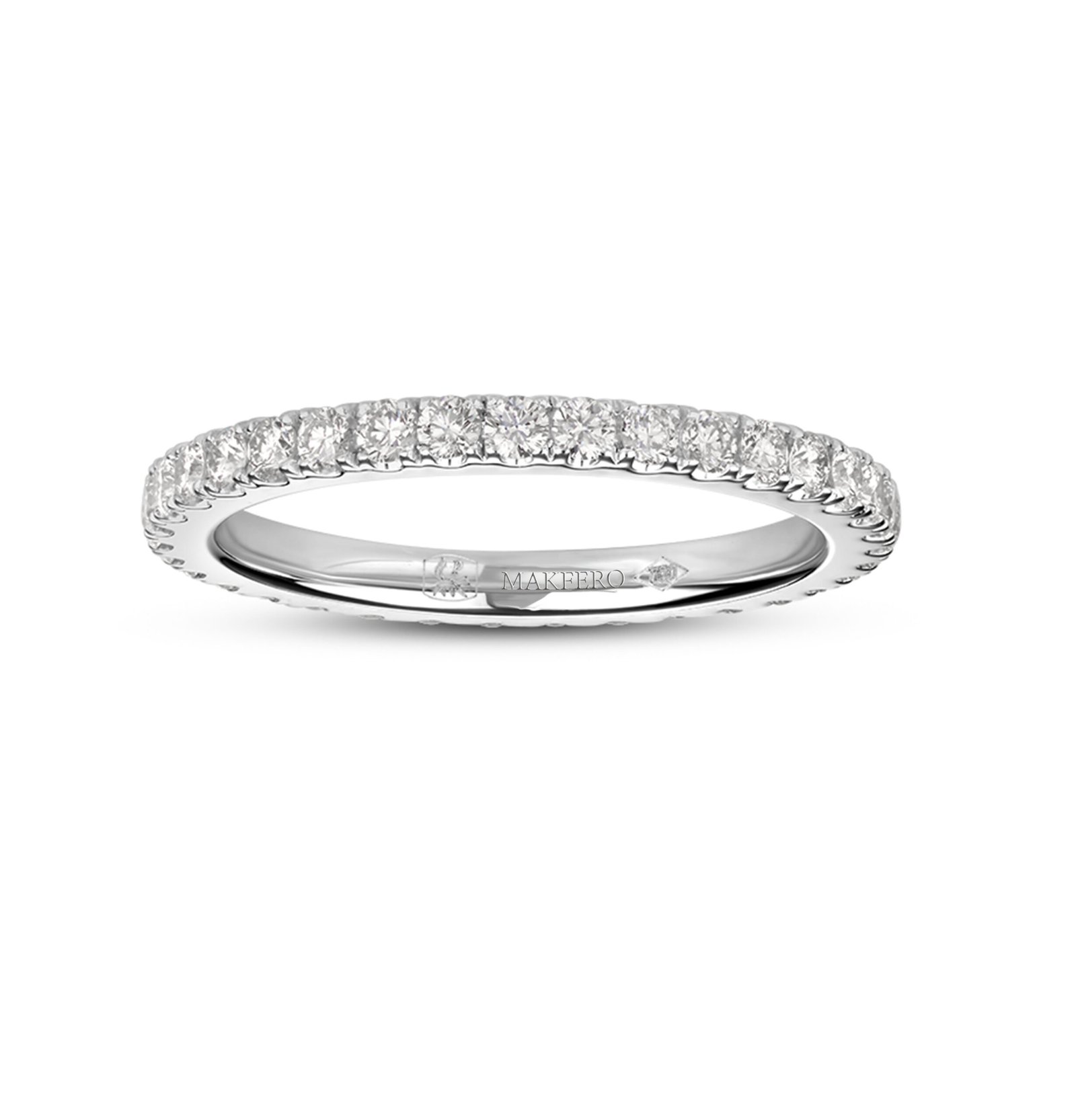 Tyana eternity wedding ring in white gold set with 35 round pavé diamonds