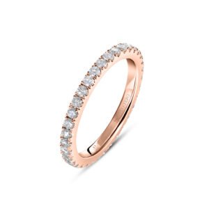 Tyana eternity wedding ring in rose gold set with 35 round pavé diamonds