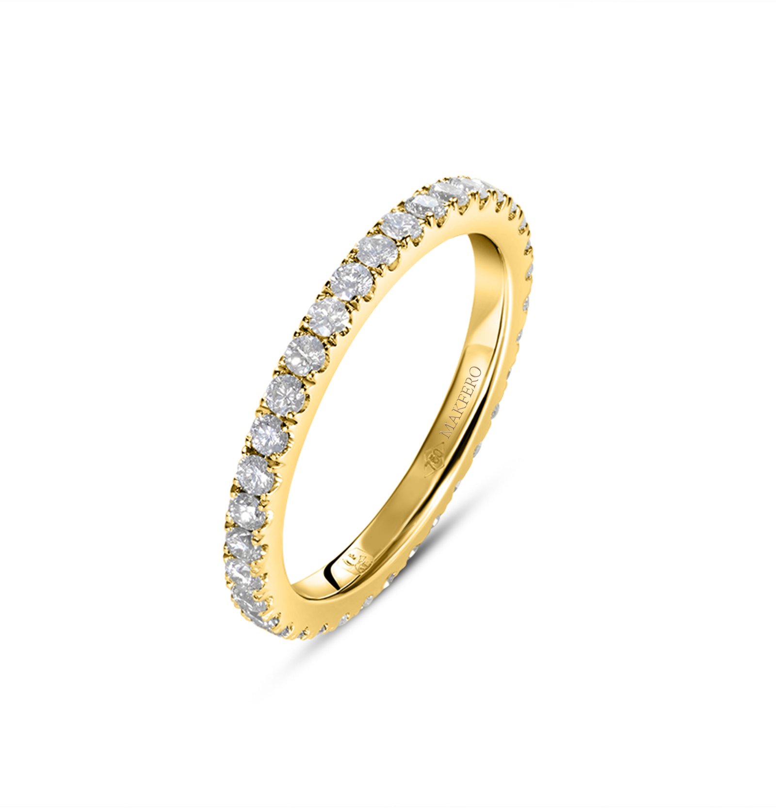 Tyana eternity wedding ring in gold set with 35 round pavé diamonds