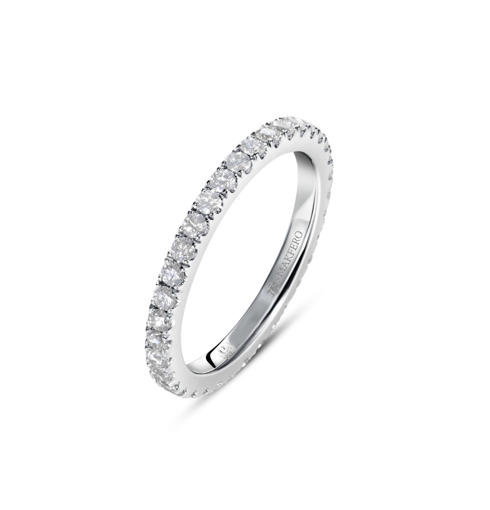 Tyana eternity wedding ring in white gold set with 35 round pavé diamonds