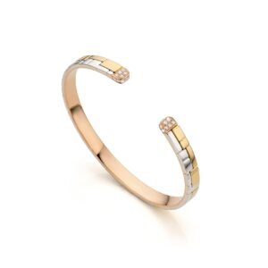 Gold bracelet with yellow, white and pink gold with round diamonds