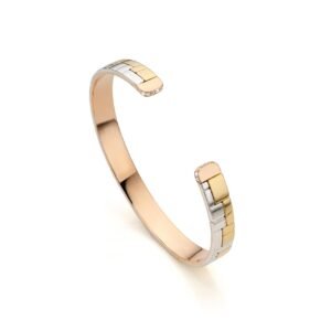 Gold bracelet with yellow, white and pink gold with round diamonds, men version